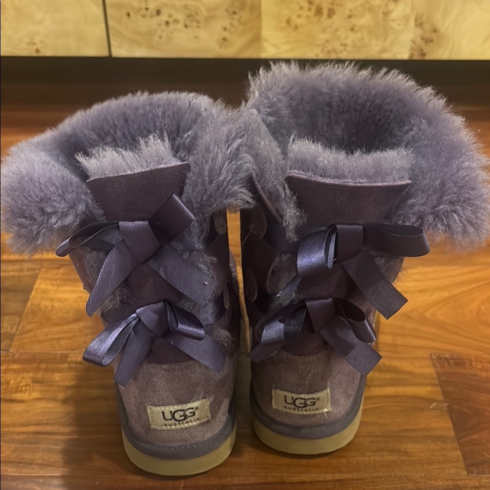 UGG women’s boots dark purple with bows size 6